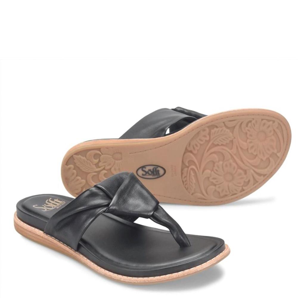 NEW SOFFT essie leather cushion sandal in black
